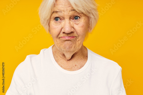 smiling elderly woman happy lifestyle joy isolated background