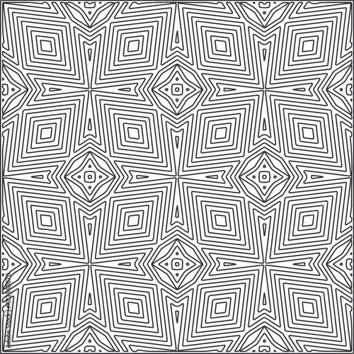 Vector pattern with symmetrical elements . Repeating geometric tiles from striped elements.Monochrome texture.Black and white pattern for wallpapers and backgrounds.line art.