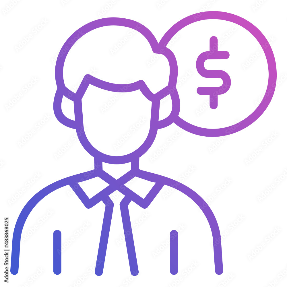 Salesman person dollar line gradient icon Salesman person dollar line gradient icon