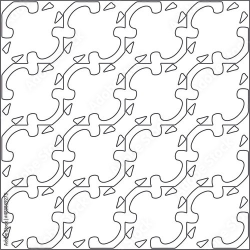Vector pattern with symmetrical elements . Repeating geometric tiles from striped elements.Monochrome texture.Black and  white pattern for wallpapers and backgrounds.line art.