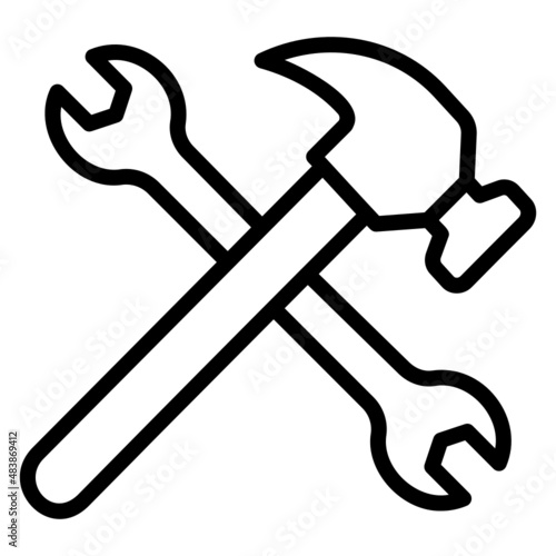 Hammer Wrench line icon