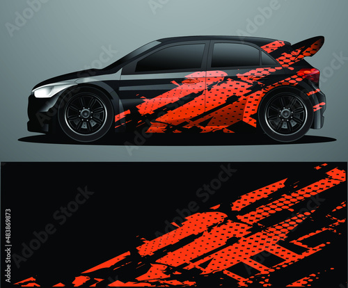  Rally car decal graphic wrap vector, abstract background
