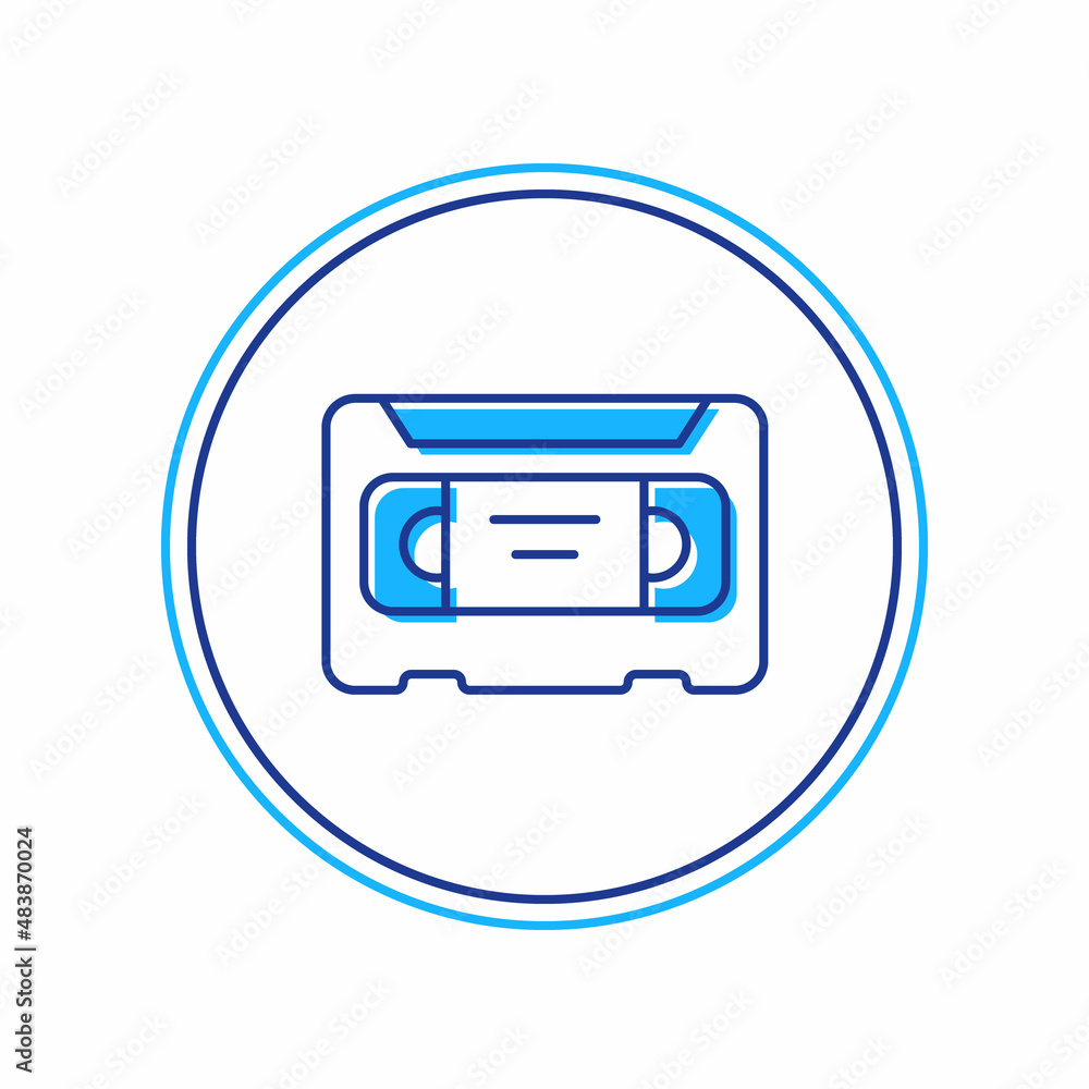 Filled outline VHS video cassette tape icon isolated on white background. Vector Filled outline VHS video cassette tape icon isolated on white background. Vector