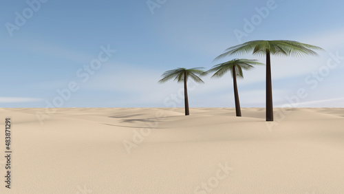 Desert with sky background. 3D illustration  3D rendering