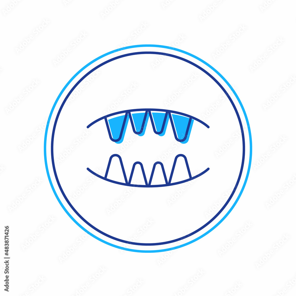 Filled outline Vampire teeth icon isolated on white background. Happy Halloween party. Vector