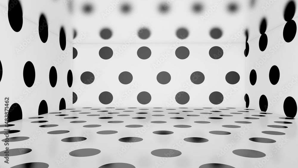 Empty room with wall pattern background. 3D illustration, 3D rendering Empty room with wall pattern background. 3D illustration, 3D rendering