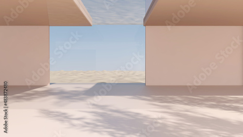 The Building style modern on Sky Background. 3D illustration, 3D rendering