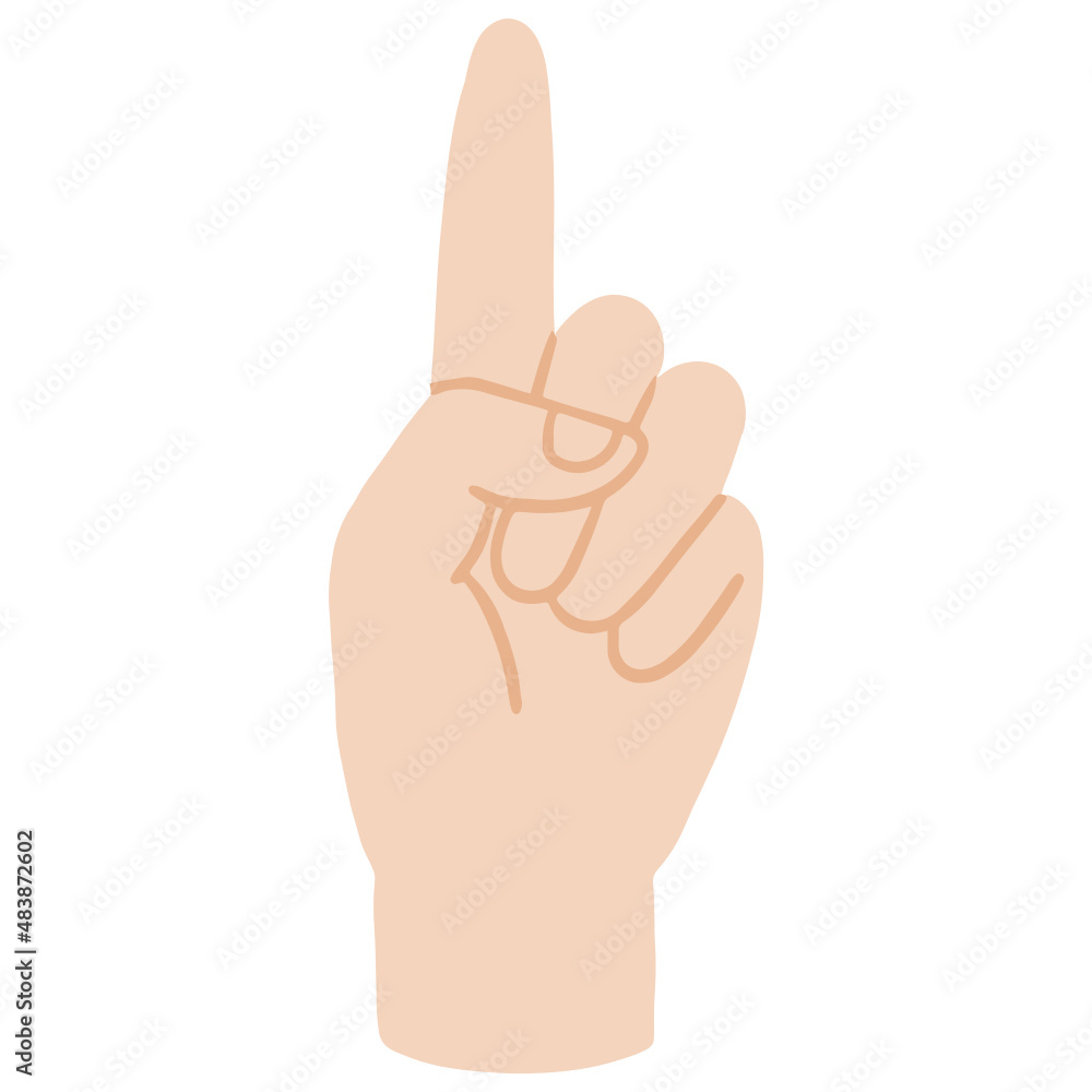 Number one hand sign vector illustration in flat color design Number one hand sign vector illustration in flat color design