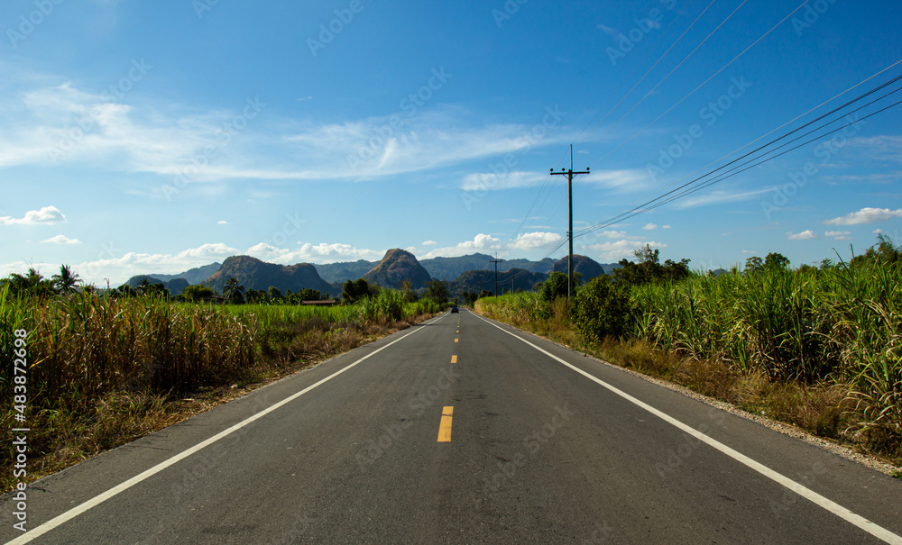 Fototapeta premium asphalt highway and hills