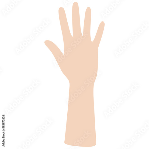 Raising hand vector illustration in flat color design