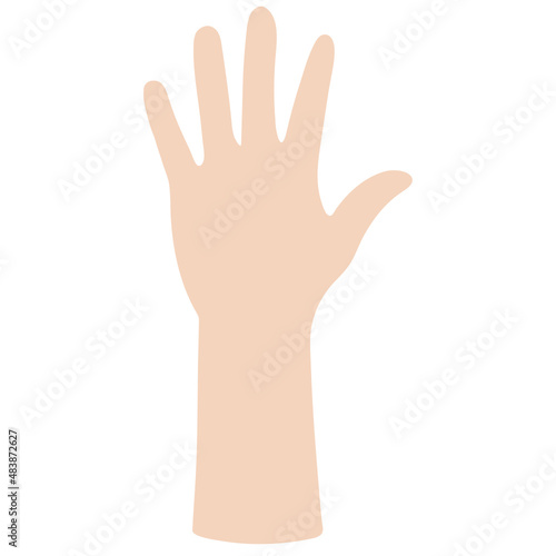 Raising hand vector illustration in flat color design