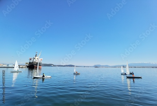 sailors junior training in sailing in port of preveza city greece