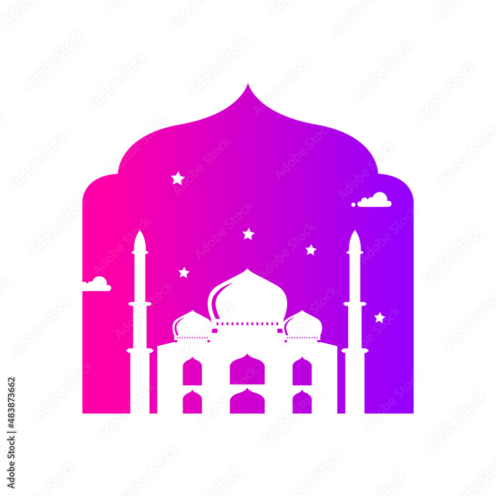 Islamic decoration of red and purple gradient mosque for Ramadan Islamic decoration of red and purple gradient mosque for Ramadan