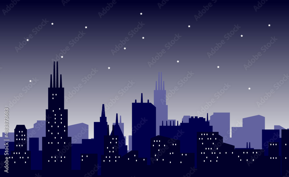 Landscape design city at night cityscape skyline building sky