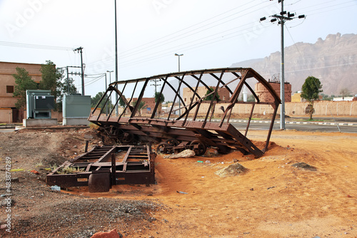 The vintage wagon on the old railway station in Al Ula, Saudi Arabia photo