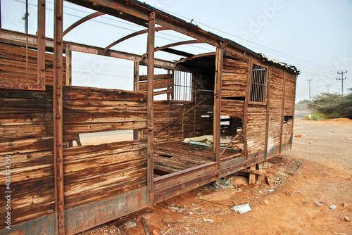 The vintage wagon on the old railway station in Al Ula, Saudi Arabia photo