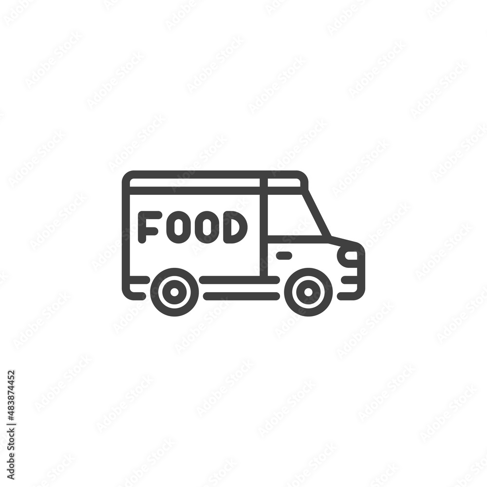 Food delivery truck line icon