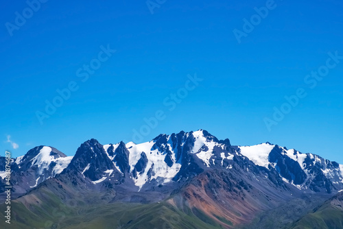 Dzungarian Alatau mountain range. Tourism  travel  hiking in Kazakhstan concept.