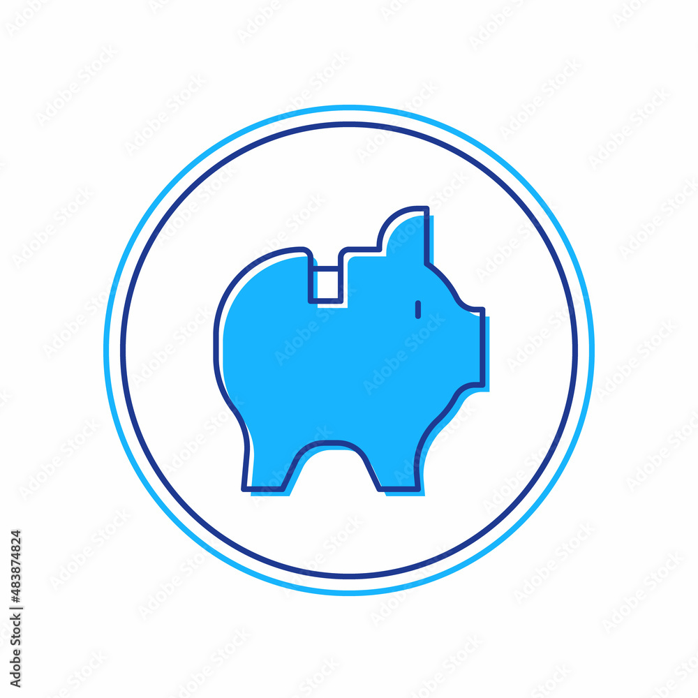 Filled outline Piggy bank icon isolated on white background. Icon saving or accumulation of money, investment. Vector Filled outline Piggy bank icon isolated on white background. Icon saving or accumulation of money, investment. Vector