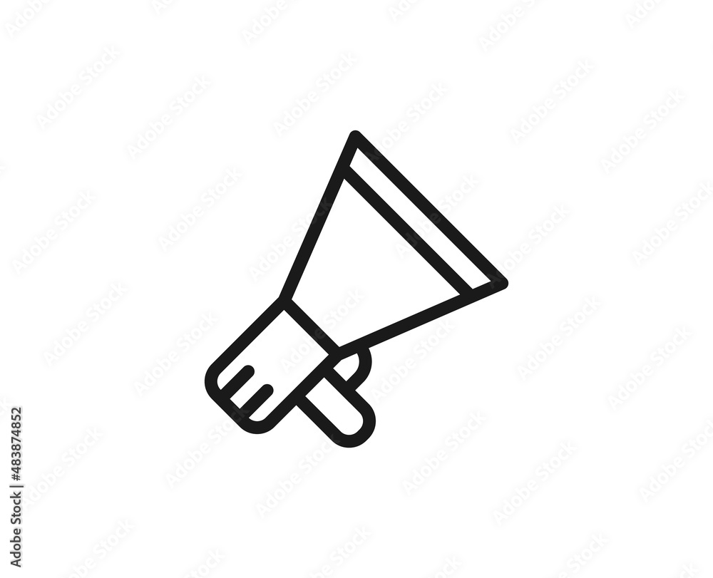 Megaphone icon concept. Modern outline high quality illustration for banners, flyers and web sites. Editable stroke in trendy flat style. Line icon of megaphone Megaphone icon concept. Modern outline high quality illustration for banners, flyers and web sites. Editable stroke in trendy flat style. Line icon of megaphone