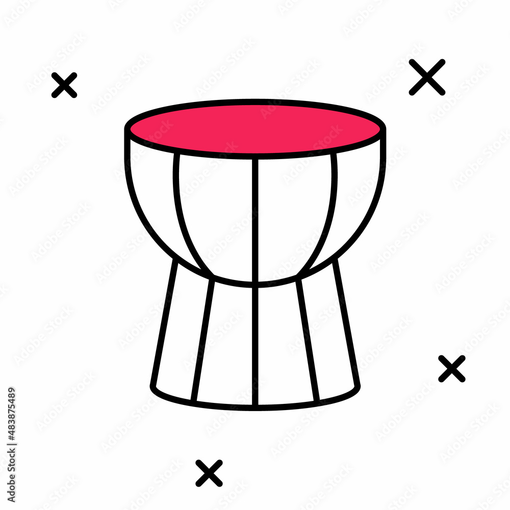 Filled outline African darbuka drum icon isolated on white background. Musical instrument. Vector Filled outline African darbuka drum icon isolated on white background. Musical instrument. Vector