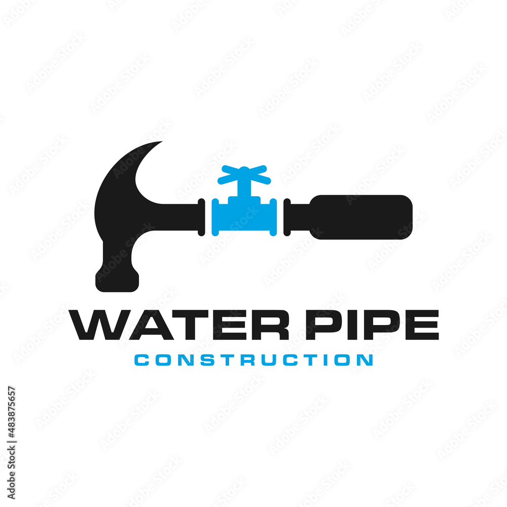 water pipe repair illustration logo design