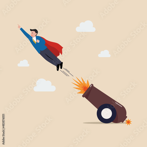 Businessman shot from explosive cannon