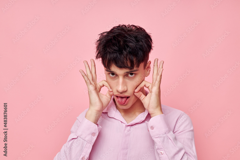 Photo of romantic young boyfriend gestures with hands emotions hairstyle fashion Lifestyle unaltered Photo of romantic young boyfriend gestures with hands emotions hairstyle fashion Lifestyle unaltered
