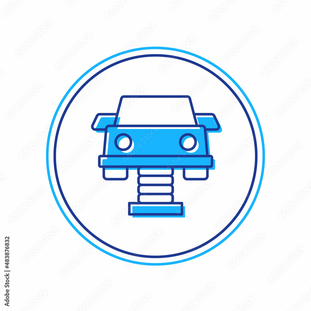 Filled outline Swing car on the playground icon isolated on white background. Childrens carousel with car. Amusement icon. Vector Filled outline Swing car on the playground icon isolated on white background. Childrens carousel with car. Amusement icon. Vector