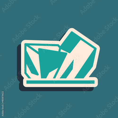 Green Royal Ontario museum in Toronto, Canada icon isolated on green background. Long shadow style. Vector