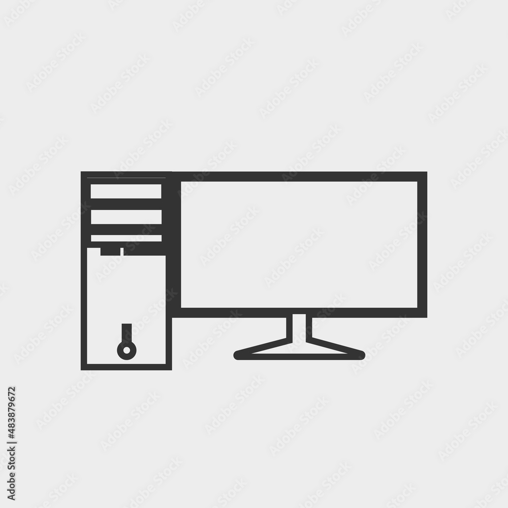 Cpu and monitor vector icon illustration sign Cpu and monitor vector icon illustration sign