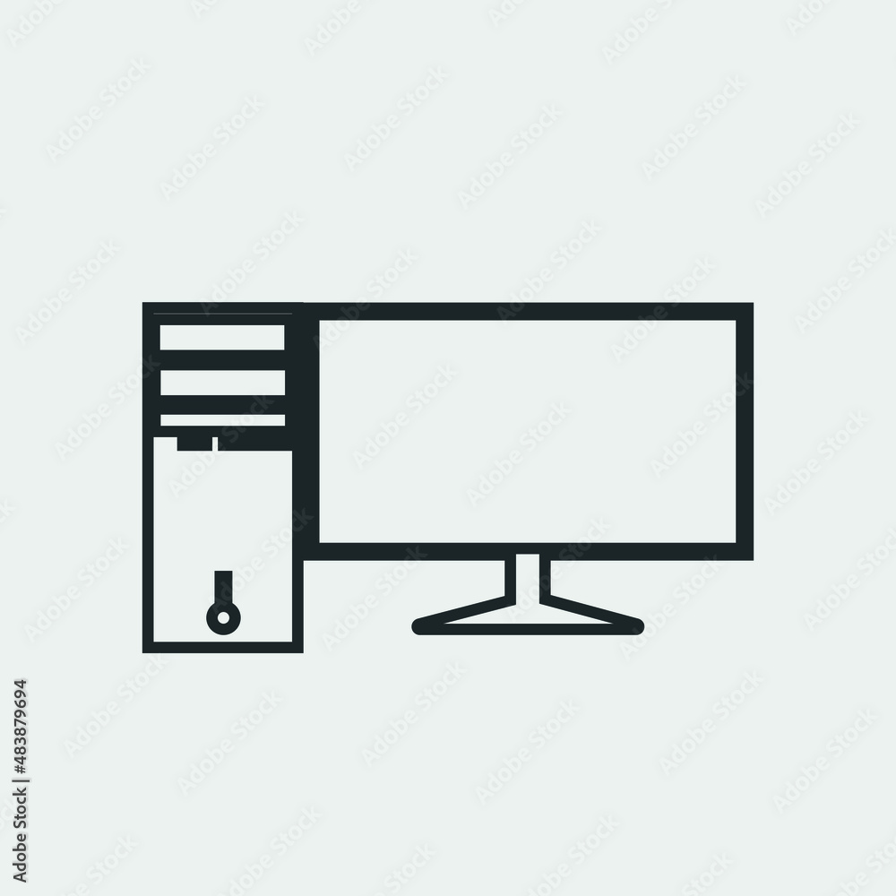 Cpu and monitor vector icon illustration sign Cpu and monitor vector icon illustration sign