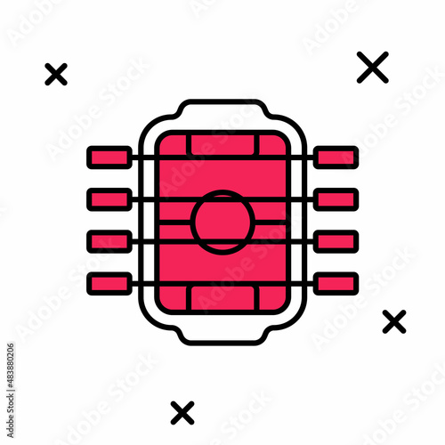 Filled outline Table football game hobby or leisure icon isolated on white background. Sport team football players. Vector