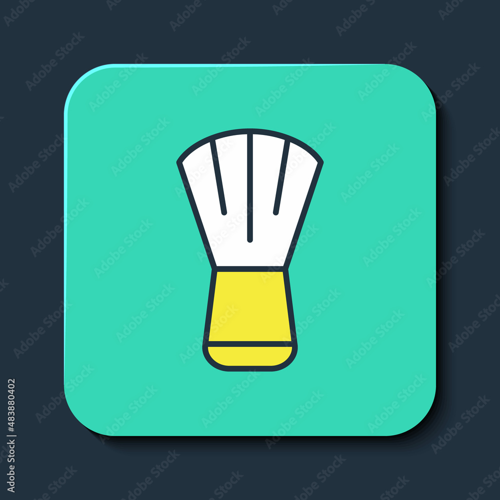 Filled outline Makeup brush icon isolated on blue background. Turquoise square button. Vector Filled outline Makeup brush icon isolated on blue background. Turquoise square button. Vector