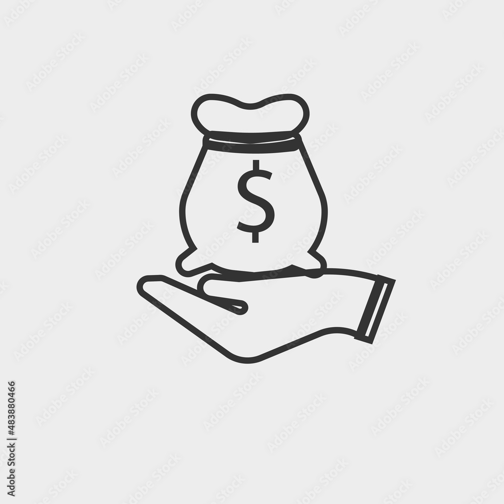 Open palm money vector icon illustration sign Open palm money vector icon illustration sign