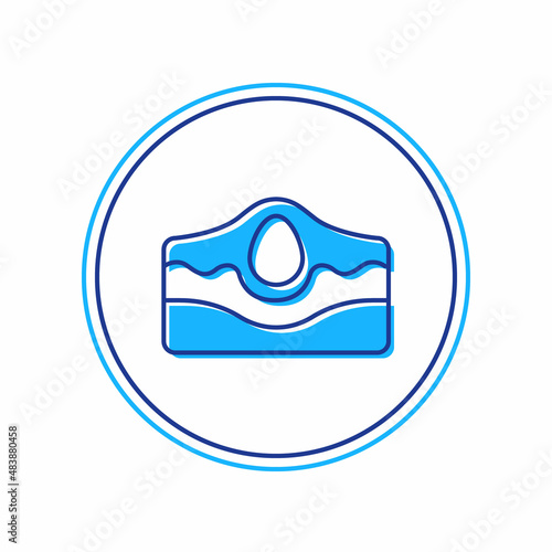 Filled outline Acne icon isolated on white background. Inflamed pimple on the skin. The sebum in the clogged pore promotes the growth of a bacteria. Vector