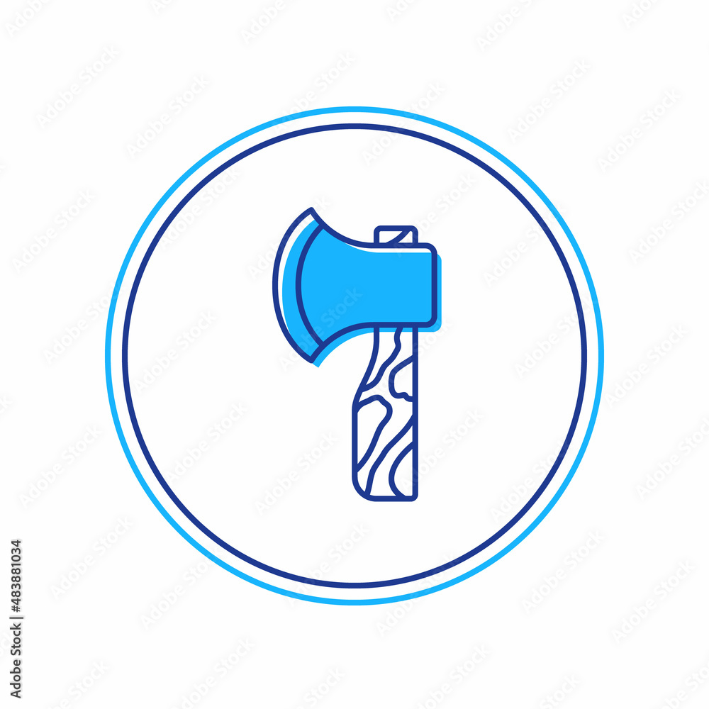 Filled outline Wooden axe icon isolated on white background. Lumberjack axe. Vector Filled outline Wooden axe icon isolated on white background. Lumberjack axe. Vector