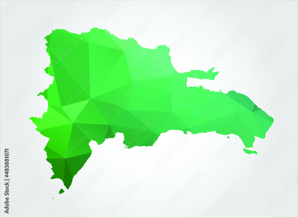 Dominican Republic Map Green Color on white background polygonal Dominican Republic Map Green Color on white background polygonal