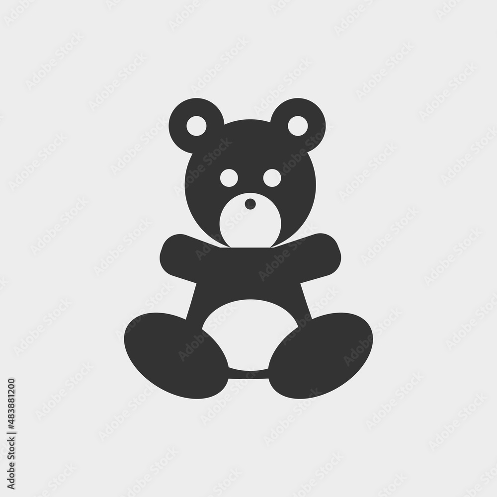 Fototapeta premium Teddy bear vector icon illustration sign