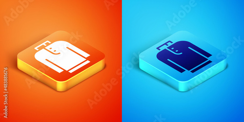 Isometric Shirt kurta icon isolated on orange and blue background. Vector
