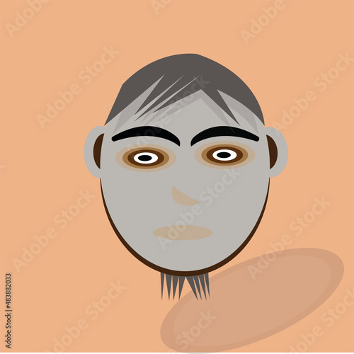 vector face character with light gray skin