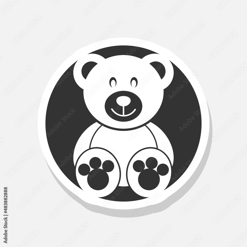 Teddy bear icon sticker isolated on white background Teddy bear icon sticker isolated on white background