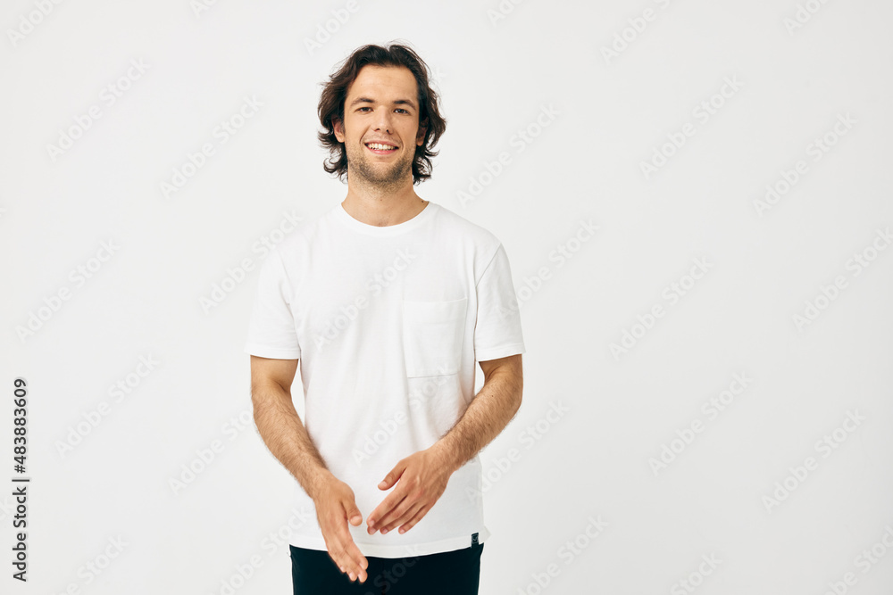 man in white t-shirt fashion cropped view isolated background man in white t-shirt fashion cropped view isolated background