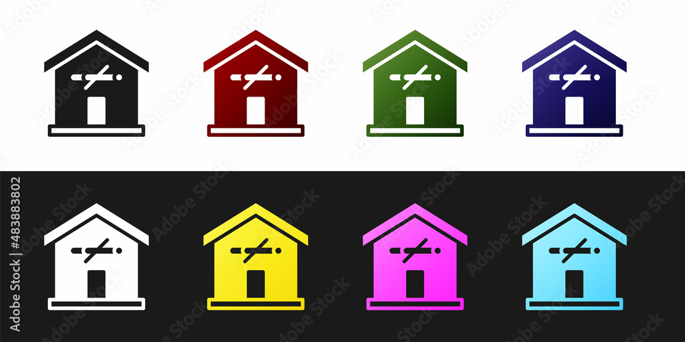 Set No smoking at home icon isolated on black and white background. Area no smoking house. Vector Set No smoking at home icon isolated on black and white background. Area no smoking house. Vector
