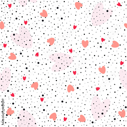 seamless pattern with little hearts and dots 