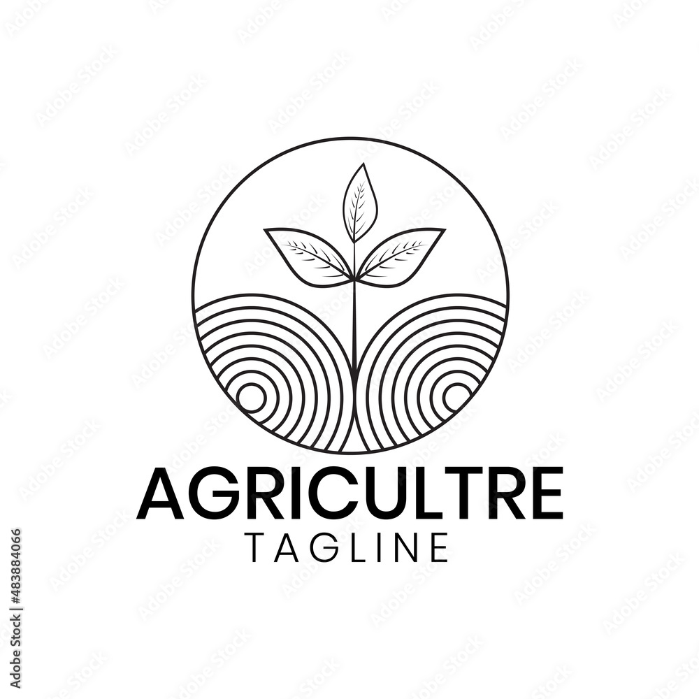 Fototapeta premium Leaves Agricultural Logo Design Template