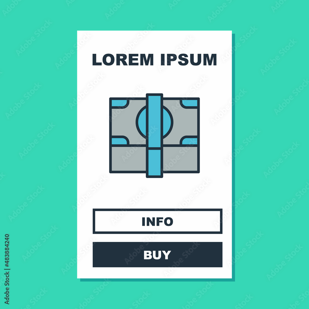 Filled outline Stacks paper money cash icon isolated on turquoise background. Money banknotes stacks. Bill currency. Vector Filled outline Stacks paper money cash icon isolated on turquoise background. Money banknotes stacks. Bill currency. Vector