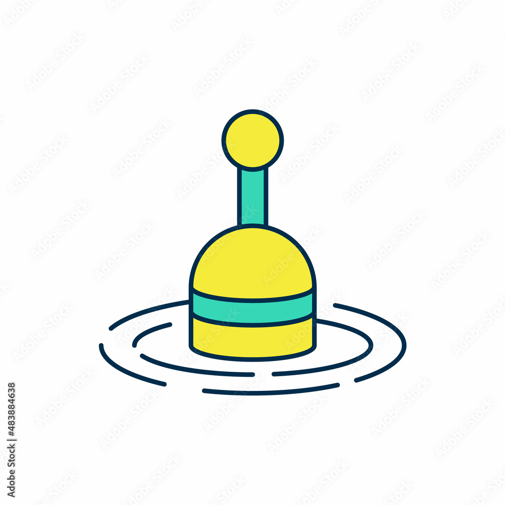 Filled outline Fishing float in water icon isolated on white background. Fishing tackle. Vector Filled outline Fishing float in water icon isolated on white background. Fishing tackle. Vector