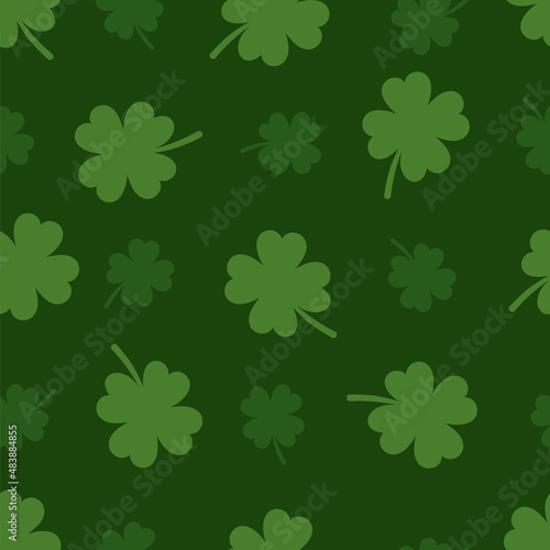 Saint Patrick's day green background. St. Patrick's Day Clover seamless pattern.Vector illustration. Green clover leaves pattern.