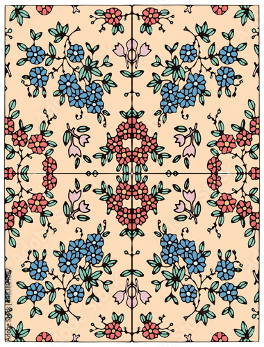 Vintage floral pattern for stained glass, txtle, wallpaper